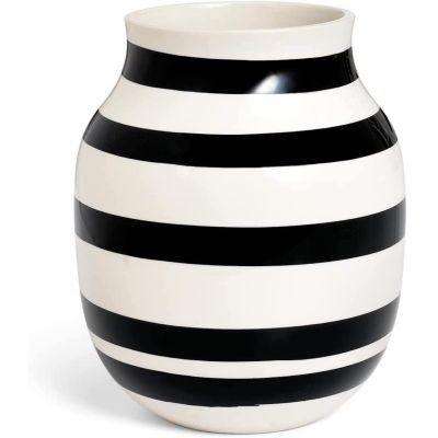 Kähler Design Omaggio Vase schwarz weiß 20 cm Tischvase Porzellan Deko Streifen | 13850 / EAN:5703779119625