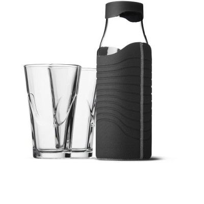 Karaffe 1 l mit Hülle und 2 Gläsern Wasserflasche Set Wasserkaraffe Wasser Glas | 2225 / EAN:5709262950621