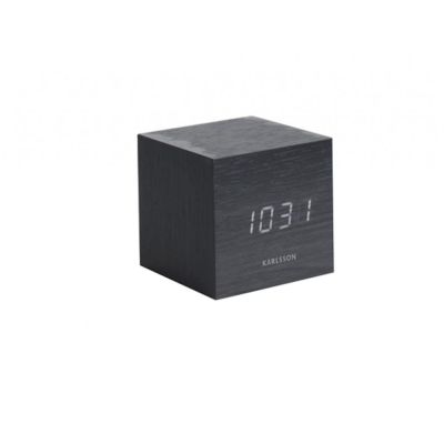 Wecker Mini Cube Holzoptik schwarz Würfel Uhr minimalistisch Tischuhr Funkuhr Tischuhr LED-Display | 10785 / EAN:8714302617713